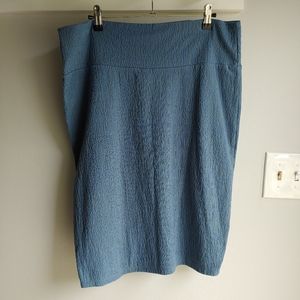 NWOT LuLaRoe Cassie Skirt - Blue Textured with Grey/Green Background